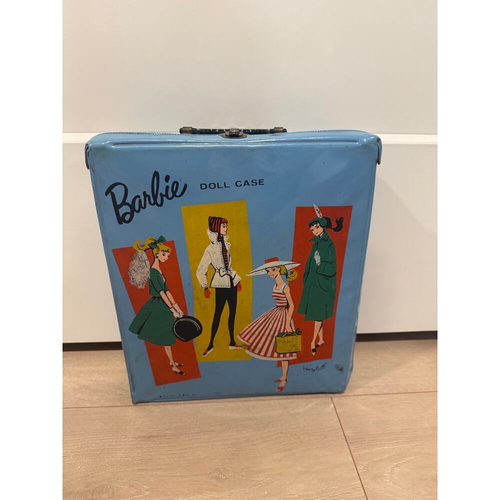 Vintage 1961 Mattel Ponytail Barbie Blue Vinyl Carrying Case JM
